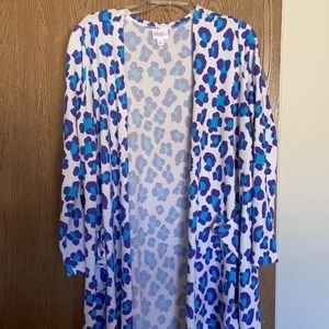 Lularoe Caroline cardigan teal/purple - size L